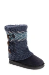 Muk Luks Cheryl Faux Fur Knit Boot In Indigo Marl
