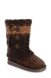 Muk Luks Cheryl Faux Fur Knit Boot In Java Marl