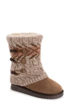 Muk Luks Cheryl Faux Fur Knit Boot In Oatmeal