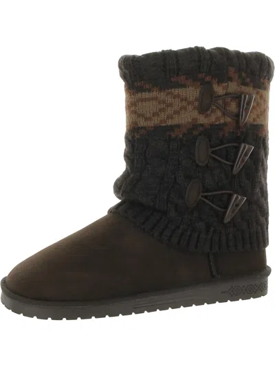 Muk Luks Cheryl Womens Comfort Cozy Sweater Knit Winter & Snow Boots In Brown