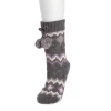 Muk Luks Chunky Pom Pom Tall Cabin Socks In Gray