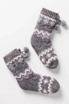 Muk Luks Chunky Pom Pom Tall Cabin Socks In Gray