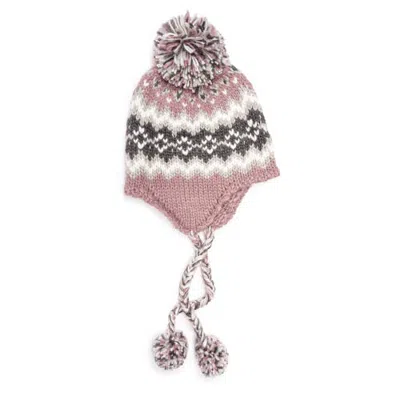 Muk Luks Chunky Trapper Knit Hat With Pom In Pink