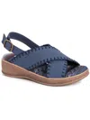 Muk Luks City Highrise Womens Faux Suede Criss Cross Front Slingback Sandals In Multi