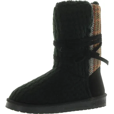 Muk Luks Clementine Womens Faux Fur Flat Mid-calf Boots In Multi