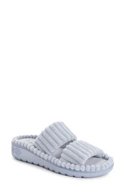 Muk Luks Cloud Ribbed Terry Double Strap Slide Slipper