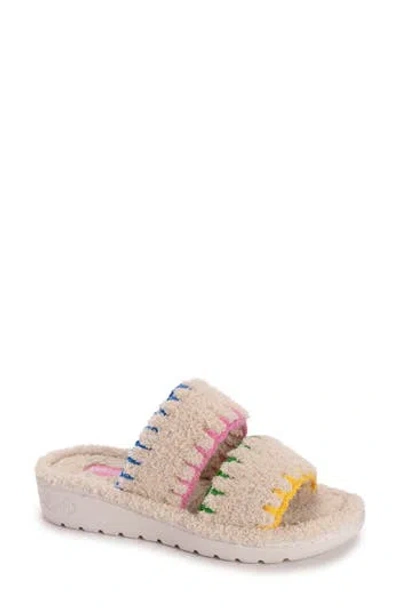 Muk Luks Cloud Ribbed Terry Double Strap Slide Slipper In Multi
