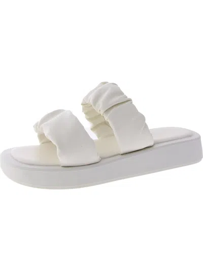 Muk Luks Club South Beach Womens Faux Leather Slip-on Slide Sandals In White