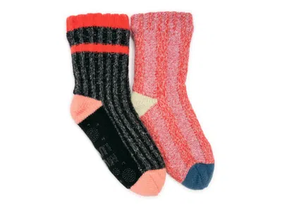 Muk Luks Color Blocked Sweater Cabin Socks 2 Pack In Multi