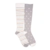 Muk Luks Compression Cozy Tall Sock 2 Pair Pack In Gray