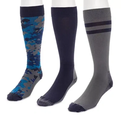 Muk Luks Compression Mens 3 Pair Knee High Socks In Multi