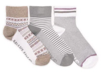 Muk Luks Cotton Compression Ankle Socks 3 Pack In Gray