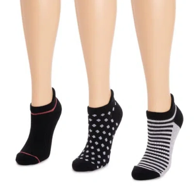 Muk Luks Cotton Compression Ankle Socks 3 Pair Pack In Black