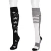 Muk Luks Cotton Compression Knee-high Socks 2 Pair Pack Wide Size In Multi