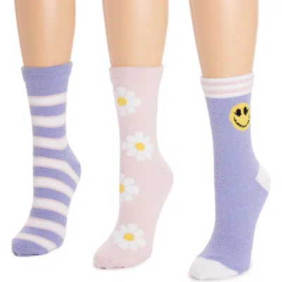 Muk Luks Cozy Compression Crew Socks 3 Pair Pack In Multi
