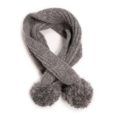 Muk Luks Cross Over Neck Eyelash Yarn Scarf W/ Pom In Dk Grey Marl