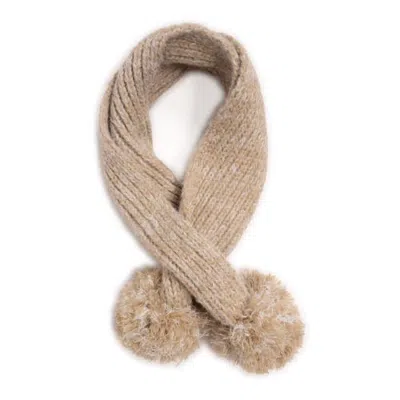 Muk Luks Cross Over Neck Eyelash Yarn Scarf W/ Pom In Driftwood Marl