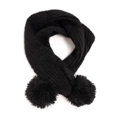 Muk Luks Cross Over Neck Eyelash Yarn Scarf W/ Pom In Ebony