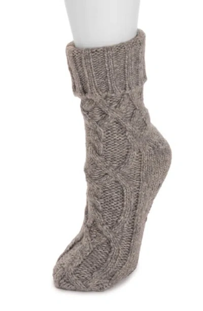 Muk Luks Cuffed Lounge Socks In Brown