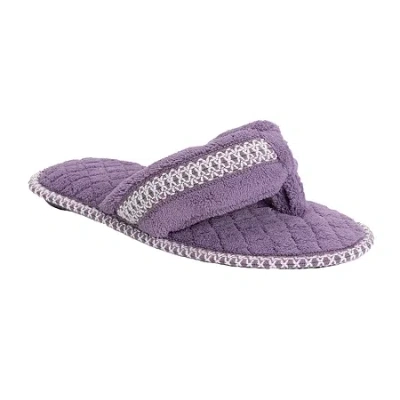 Muk Luks Darlene Thong Womens Memory Foam Slip-on Slippers In Purple