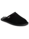 Muk Luks Dave Faux Shearling Lined Suede Slipper In Black
