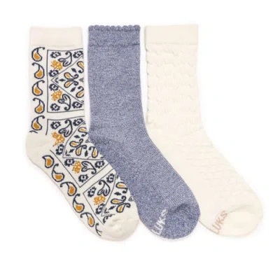 Muk Luks Dream Step Crew Socks, 3 Pair Pack In Multi