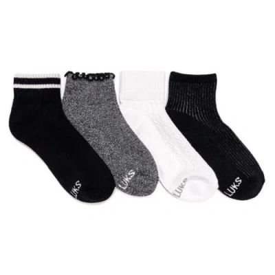 Muk Luks Dream Step Mini Crew Socks, 4 Pair Pack In Black