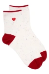 Muk Luks Embroidered Crew Socks In Red