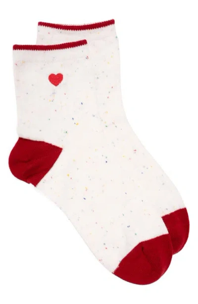 Muk Luks Embroidered Crew Socks In Red