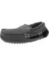 Muk Luks Emmett Mens Faux Fur Slip On Moccasin Slippers In Grey