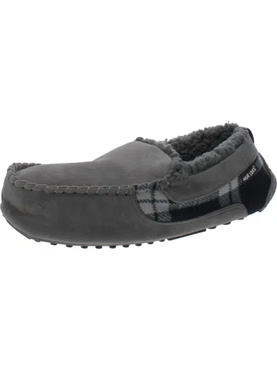 Muk Luks Emmett Mens Faux Fur Slip On Moccasin Slippers In Grey