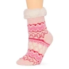 Muk Luks Eyelash Chenille Cabin Womens 1 Pair Slipper Socks In Pink