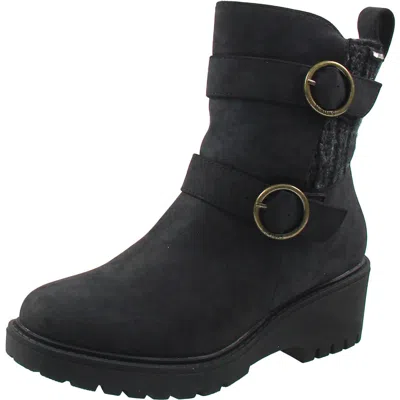 Muk Luks Fainley Faith Womens Buckle Faux Leather Chelsea Boots In Black