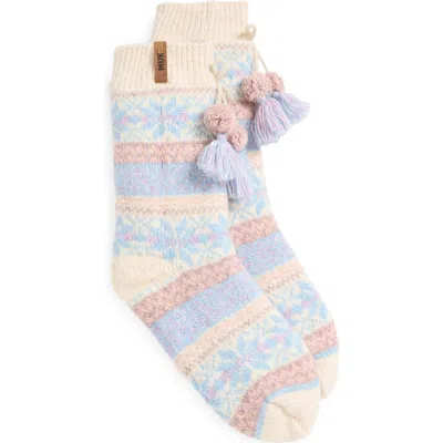 Muk Luks Fair Isle Cottage Crew Socks In Blue