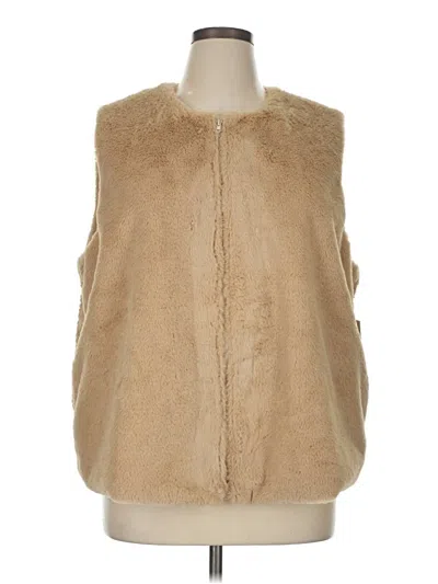 Pre-owned Muk Luks Faux Fur Vest In Tan