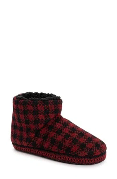 Muk Luks Favina Faux Shearling Slipper In Red Plaid Marl