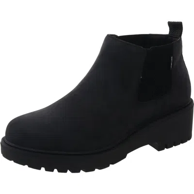 Muk Luks Finely Francis Womens Faux Leather Booties In Black