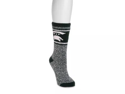 Muk Luks Game Day Unisex Heat Retainer Crew Socks In Black