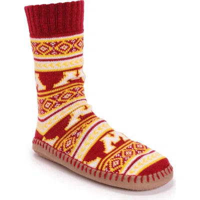 Muk Luks Gameday Slipper Socks In Red