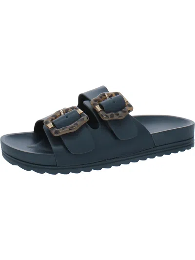 Muk Luks Grand Cayman Womens Faux Leather Adjustable Slide Sandals In Blue