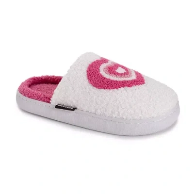 Muk Luks Heart Slipper Womens Memory Foam Slip-on Slippers In White