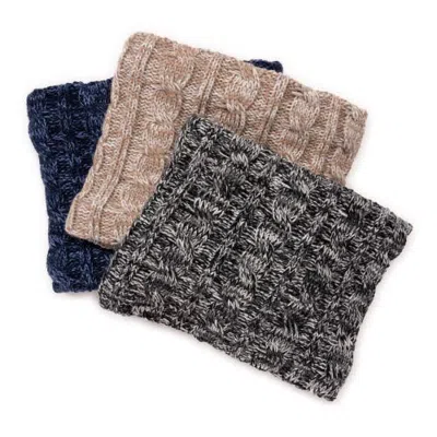 Muk Luks Heat Retainer Cabled Knit Snood In Ebony Marl