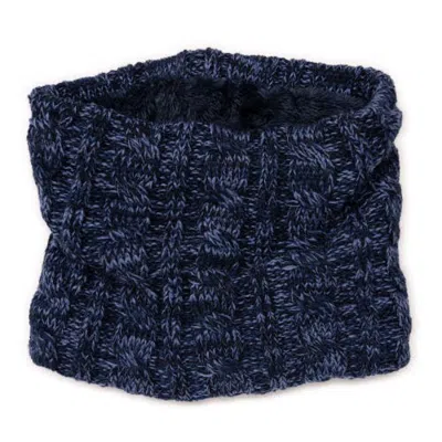 Muk Luks Heat Retainer Cabled Knit Snood In Navy Marl