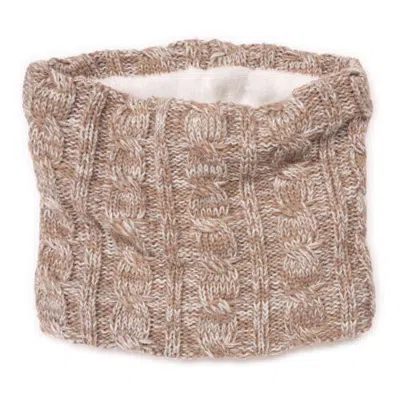 Muk Luks Heat Retainer Cabled Knit Snood In Taupe Marl