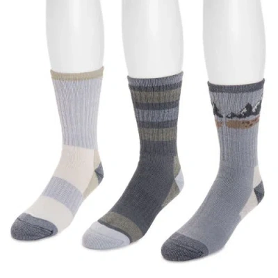 Muk Luks Heat Retainer Hike Crew Socks 3 Pair Pack In Blue