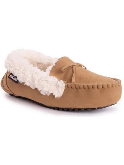 Muk Luks Jaylah Womens Faux Suede Slip On Moccasin Slippers In Brown