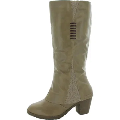 Muk Luks Lacy Lottie Womens Faux Leather Round Toe Knee-high Boots In Grey