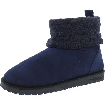 Muk Luks Laurel Womens Knit Faux Suede Winter & Snow Boots In Blue