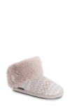 Muk Luks Melinda Faux Fur Indoor/outdoor Slipper Bootie In Ivory Fair Isle