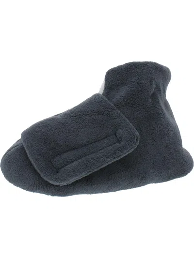 Muk Luks Mens Terry Cloth Faux Fur Bootie Slippers In Grey